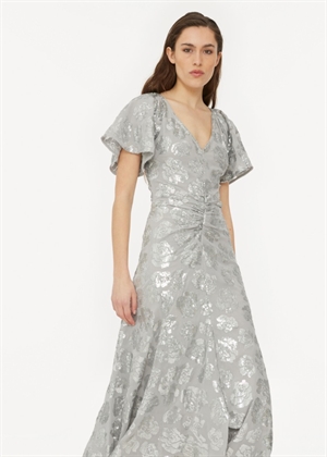 Lara Sequin chiffon midi kjole Alloy Light Gray ROTATE By Birger Christensen 